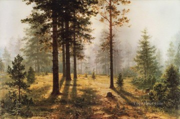 fog in the forest classical landscape Ivan Ivanovich trees Oil Paintings